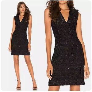 Alice + Olivia Adelaide Strong Shoulder Dress in Black Metallic